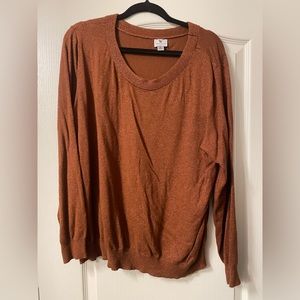 Worthington Plus Size  Bateau Neck Sweater in Burnt Orange with Sparkles